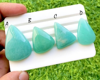 Sea Mist Amazonite Cabochon Loose Gemstone For Jewelry Making, AAA+ Natural Peruvian Amazonite Cabochon For Wire Wrap - 34617-34620