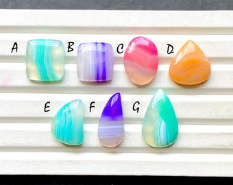 New Colorful Banded Agate Cabochon Loose Gemstone For Jewelry Making, AAA+ Colorful Banded Agate Gemstone For Wire Wrap - 32380-32386