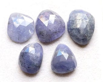 Selected Tanzanite Rose Cut With Flat Back Gemstone 5 Pieces Lot | Size : 20-15 MM | AAA+ Natural Tanzanite For Handmade Jewelry - 11479
