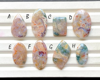 New Indonesian Moss Agate Cabochon Loose Gemstone For Jewelry Making, AAA+ Natural Moss Agate Cabochon For Handmade Jewelry - 31890-31897