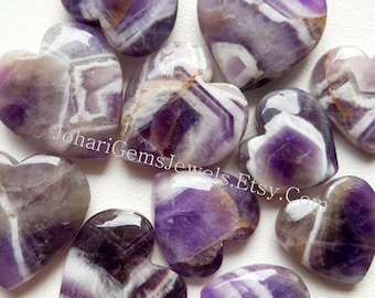 Amethyst Lace Heart Shape Cabochon, Wholesale Lot Amethyst Lace Cabochon By Weight With Different Sizes For Jewelry Making