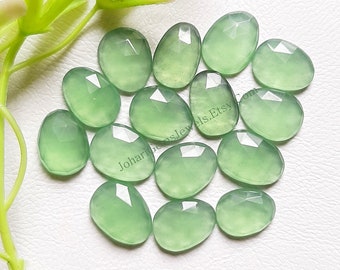 Natural Serpentine Gemstone Rose Cut Slice - Serpentine Rose Cut Flat Back Gemstone 10 Pieces Lot For Jewelry Making, Pendant, Ring