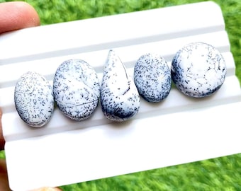 Dendritic Opal Cabochon Loose Gemstone 5 Pieces Lot | Size : 25-19 MM | AAA+ Natural Dendritic Opal For Handmade Jewelry - 27925