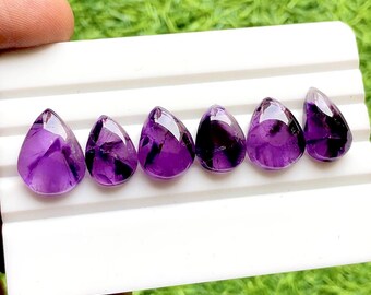 Trapiche Amethyst Star Cabochon Loose Gemstone 6 Pieces Lot | Size 19-15 MM | AAA+ Natural Trapiche Amethyst  For Handmade Jewelry  - 32884