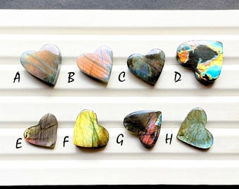 New Finland SPECTROLITE LABRADORITE Heart Shape Cabochon Loose Gemstone, AAA+ Natural Spectrolite Labradorite For Wire Wrap - 28693-28700