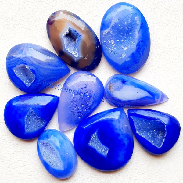 ROYAL BLUE Druzy Cabochon Wholesale lot Gemstone By Weight With Different Shapes And Sizes Used For Jewelry Making
