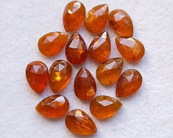 Orange Kyanite Rose Cut Pear Flat Back Gemstone 15 Pieces Lot | Size : 6x9 MM | AAA+ Orange Kyanite Gemstone For Jewelry Making