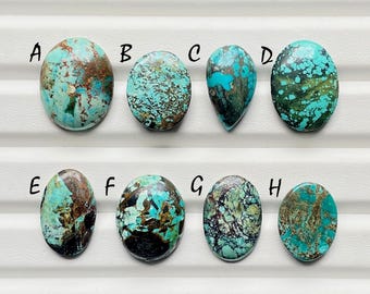 Natural Tibetan Turquoise Cabochon Loose Gemstone For Jewelry Making, AAA+ Tibetan Turquoise For Handmade Jewelry & Wire Wrap - 24166-24173