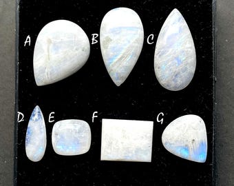 Natural Rainbow Moonstone Cabochon Loose Gemstone For Jewelry Making, AAA+ Natural Rainbow Moonstone For Handmade Jewelry - 27996-28002