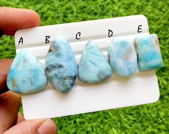 Ocean Blue Larimar Loose Gemstone Cabochon For Wire Wrap, Caribbean Larimar Gemstone, High End Larimar Jewelry Making Stone - 37901-37905