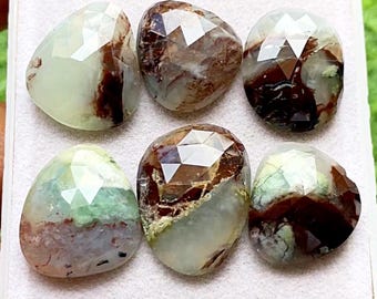 Latest Peruvian Opal Rose Cut Flat Back Gemstone 6 Pieces Lot For Jewelry Making | Size : 23-19 MM | Peruvian Opal For Making Jewelry -15500