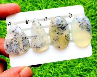 Flawless Dendritic Opal Cabochon Loose Gemstone For Jewelry Making, Dendritic Opal Gemstone For Handamde Jewelry And Wire Wrap - 34700-34703