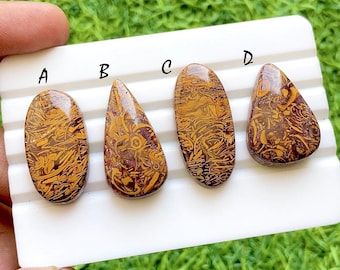 Golden Script Jasper Cabochon Loose Gemstone For Jewelry Making, AAA+ Natural Pattern Jasper For Wire Wrap & Handmade Jewelry - 35244-35247