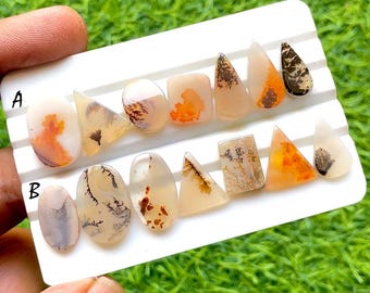 Scenic Agate Cabochon 7 Pieces Loose Gemstone Lot For Jewelry Making, AAA+ Natural Scenic Agate For Jewelry - 32071-32072
