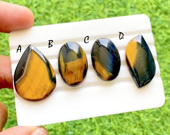 Bio Colour Tiger Eye Cabochon Loose Gemstone For Jewelry Making, AAA+ Natural Tiger's Eye For Handmade Jewelry & Wire Wrap - 38081-38084