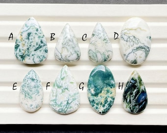 TREE MOSS Agate Cabochon Loose Gemstone For Jewelry Making, AAA+ Natural Tree Moss Agate Cabochon For Wire Wrap - 27965-27972