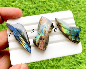 Aurora Flame Spectrolite Labradorite Fancy Cut Loose Cabochon, Intense Rainbow Flash Iridescent Gemstone For Jewelry Making - 37700-37702
