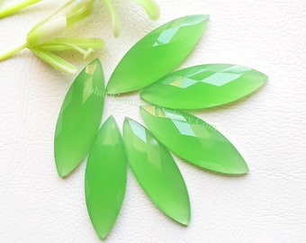 Chrysoprase Onyx Marquise Shape Rose Cut Gemstone 6 Pieces Lot | Size : 10x30 MM | AAA+ Chrysoprase Onyx With Flat Back For Jewelry Making