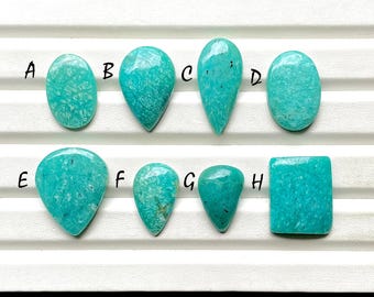 Peruvian Amazonite Cabochon Loose Gemstone For Jewelry Making, AAA+ Natural Peruvian Amazonite Cabochon For Handmade Jewelry - 29070-29077
