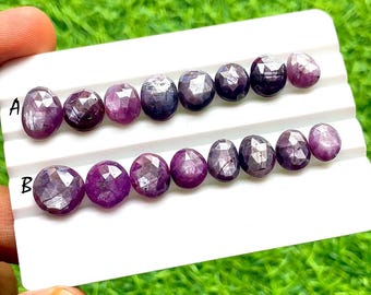 Rare Purple Star Sapphire Rosecut Gemstone With Flat Back 8 Pieces Lot For Jewelry Making, AAA+ Natural Sapphire Gemstone Lot - 27535-27536