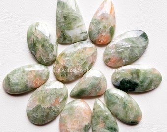 Green Seraphinite Cabochon Wholesale Lot By Weight With Different Shapes And Sizes Used For Jewelry Making