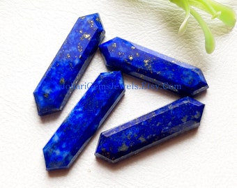 Lapis Lazuli Pencil Shape Gemstone - Natural Lapis Lazuli Flat Back 30x13mm Pencil Shape 4 Pieces Lot For Jewelry Making, Pendant, Ring