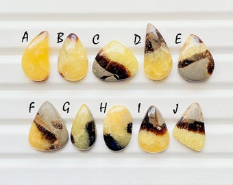 Beautiful Yellow Septarian Cabochon Loose Gemstone For Jewelry Making, AAA+ Natural Yellow Septarian Gemstone For Wire Wrap - 24810-24819