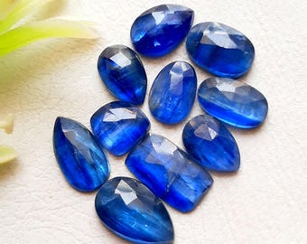 Blue Kyanite 11-7 MM Rosecut Gemstone 10 Pieces Lot, AAA+ Natural Blue Kyanite Gemstone With Flat Back For Jewelry Making - 14156