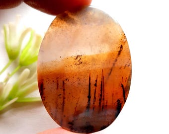 Sunset Scenic Agate Cabochon Loose Gemstone For Jewelry Making  | Size: 46X33X4 | Rare Scenic Agate For Handmade Jewelry - 16697