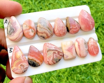 Sunset Veil Rhodochrosite Cabochon Loose Gemstone For Jewelry Making, AAA+ Natural Pink Rhodochrosite For Wire Wrap - 35615-35616