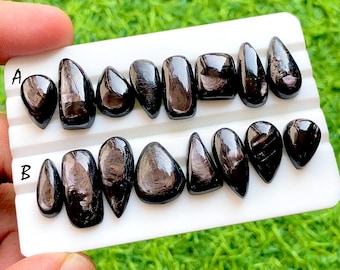 Galaxy Sheen Hypersthene Cabochon Set, AAA+ Natural Hypersthene Freeform Cabochons, Dark Flashy Gemstone for Jewelry Making - 35512-35513