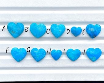 100% Natural Arizona Sleeping Beauty Turquoise Heart Shape Loose Gemstone For Jewelry Making , Arizona Turquoise Cabochon Heart -26518-26526
