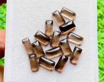 Smoky Quartz 5X10 MM Rectangle Shape Smooth Cabochon Gemstone 15 Pieces Lot, AAA+ Natural Smoky Quartz With Flat Back For Jewelry Making