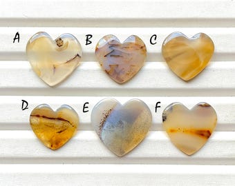 Montana Agate Heart Shape Cabochon Loose Gemstone For Jewelry Making, AAA+ Natural Montana Agate Heart Gemstone For Wire Wrap - 31877-31882