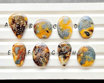 Rare Yellow Marcasite Cabochon Loose Gemstone For Jewelry Making, AAA+ Natural Yellow Marcasite Cabochon Gemstone For Wire Wrap -28112-28119