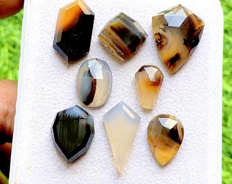 Montana Agate Fancy Cut Mix Shape With Flat Back Gemstone 8 Pieces Lot For Jewelry Making | Size : 20-11 MM | AAA+ Montana Agate Lot - 35542