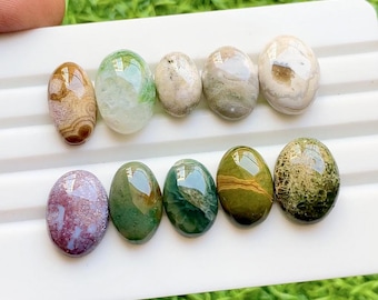 Ocean Jasper Cabochon Loose Gemstone 10 Pieces Lot For Jewelry Making | Size : 17-13 MM |  AAA+ Natural Ocean Jasper Small Size Lot - 30747