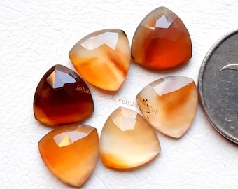 MONTANA AGATE Rose Cut Gemstone - 6 Pieces Lot Montana Agate 12 MM Trillion Shape Rose Cut Gemstone For Jewelry Making, Pendant, Ring