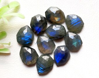 Blue Labradorite Rose Cut Fancy Pear With Flat Back Gemstone 10 Pieces Lot | Size : 10X14 MM | AAA+ Labradorite Used For Jewelry Making