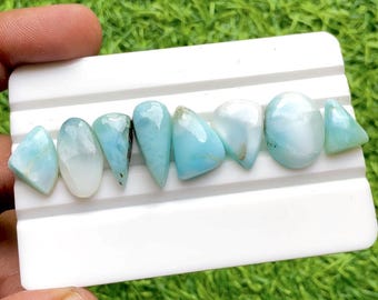 Selected LARIMAR Cabochon Loose Gemstone 8 Pieces Lot For Jewelry Making, Size : 21-13 MM, AAA+ Larimar Cabochon For Handmade Jewelry  30330