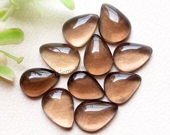 Smokey Pear Cabochon Gemstone 10 Pieces Lot | Size : 8x12 | Natural AAA+ Smokey Cabochon Used For Handmade Jewelry