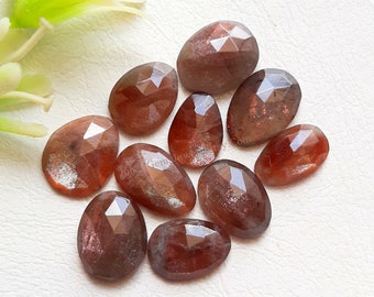Chocolate Sunstone Rose Cut Slice With Flat Back Gemstone 10 Pieces Lot | Size : 10-16 MM | AAA+ Natural Sunstone Used For Jewelry Making