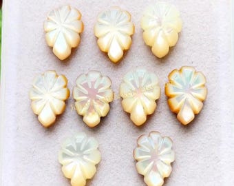 Latest Mother Of Pearl Pear Shape Hand Carving Gemstone 10 Pieces Lot | Size : 10X14 MM | Natural MOP Handcarved Gemstone For Jewelry Making