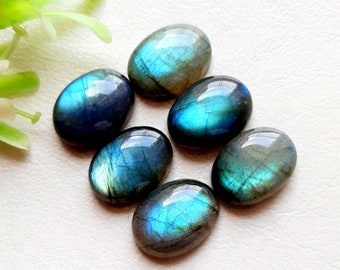 Labradorite Calibrated Oval Cabochon Gemstone 6 Pieces Lot | Size : 12x16 MM | Natural AAA+ Labradorite Cabochon Used For Handmade Jewelry