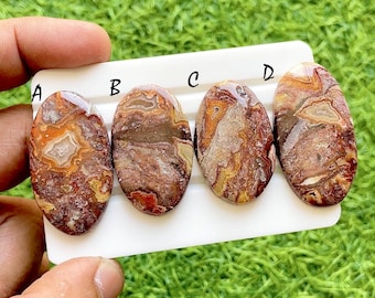 Lava Vein Crazy Lace Agate Cabochon Set For Wire Wrap, AAA+ Natural Blood Vein Pattern Gemstone, Jewelry Making Supply - 37248-37251