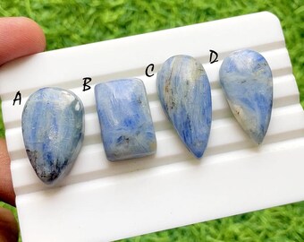 Frozen Sky Blue Kyanite Cabochon For Wire Wrap, Natural Blue Kyanite Loose Gemstones, Icy Kyanite Stones for Jewelry Making - 36872-36875