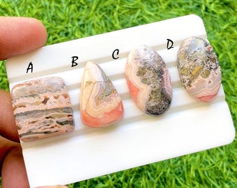 Desert Rose Vein Rhodochrosite Cabochon For Wire Wrap, AAA+ Natural Pink Blush Rhodochrosite Cabochon For Jewelry Making - 36516-36519