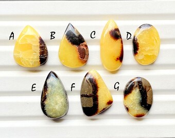 Beautiful Yellow Septarian Cabochon Loose Gemstone For Jewelry Making, AAA+ Natural Yellow Septarian Gemstone For Wire Wrap - 27753-27759