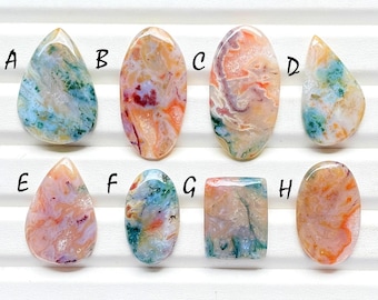 New Indonesian Moss Agate Cabochon Loose Gemstone For Jewelry Making, AAA+ Natural Moss Agate Cabochon For Handmade Jewelry - 26131-26138