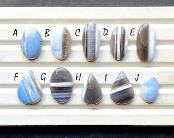 Banded Blue Owyhee Opal Cabochon Loose Gemstone For Jewelry Making, Natural Blue Owyhee Opal Gemstone For Handmade Jewelry - 31983-31992